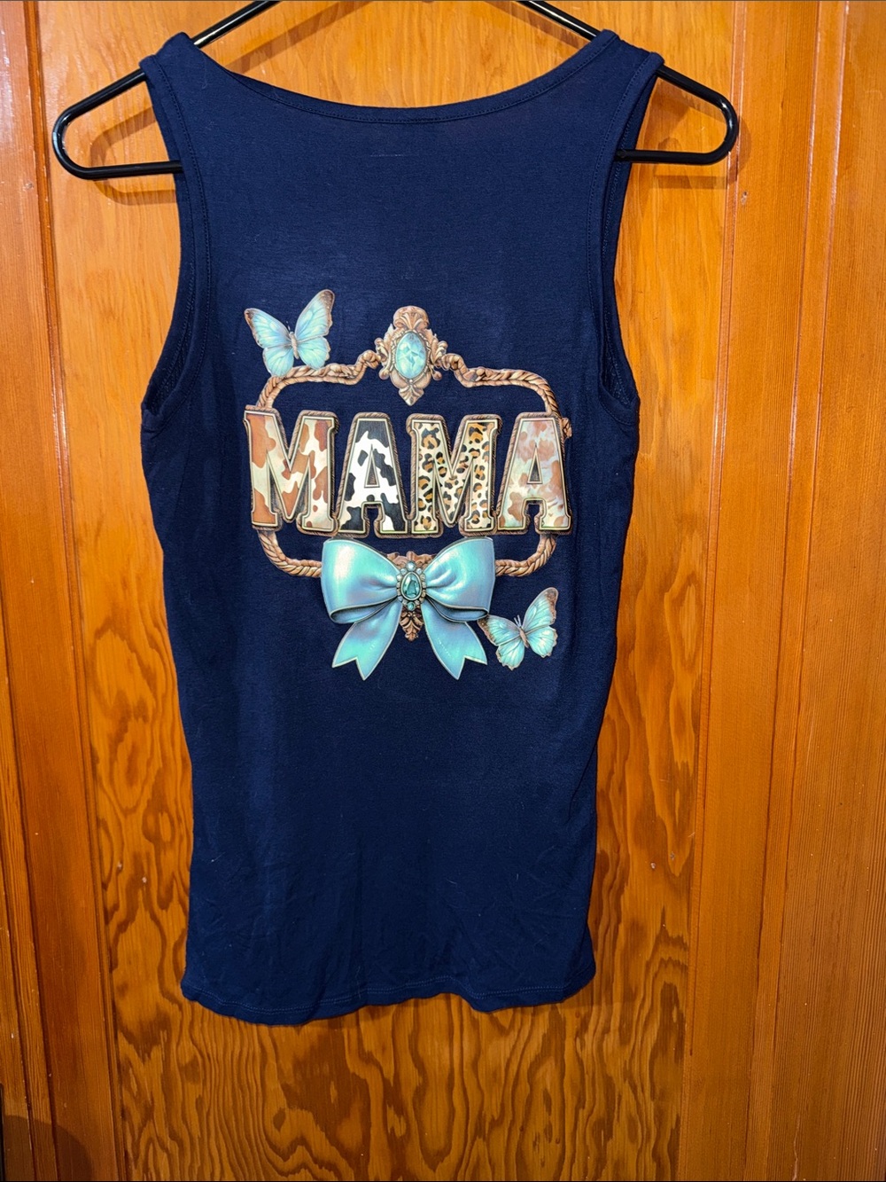 Maurices Navy Tank Top with Teal Accent Graphic